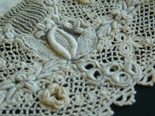 Antique Victorian Irish Crochet Lace Collar Handmade Edwardian Circa 1900