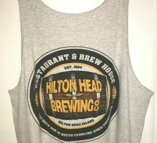 Vtg HILTON HEAD BREWING T SHIRT Rare Muscle Tee TANK TOP Beer SOUTH CAROLINA USA