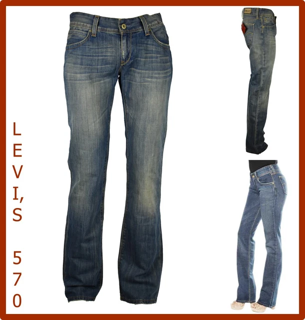 jeans levis 570 straight fit da donna pantaloni vita bassa gamba dritta w26 w31