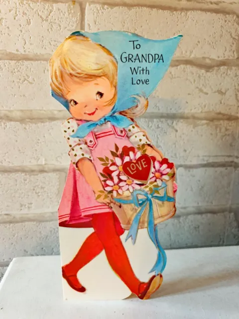 Vintage 1960s Grandpa Grandad Love Valentine's Day Greeting Card EB2195