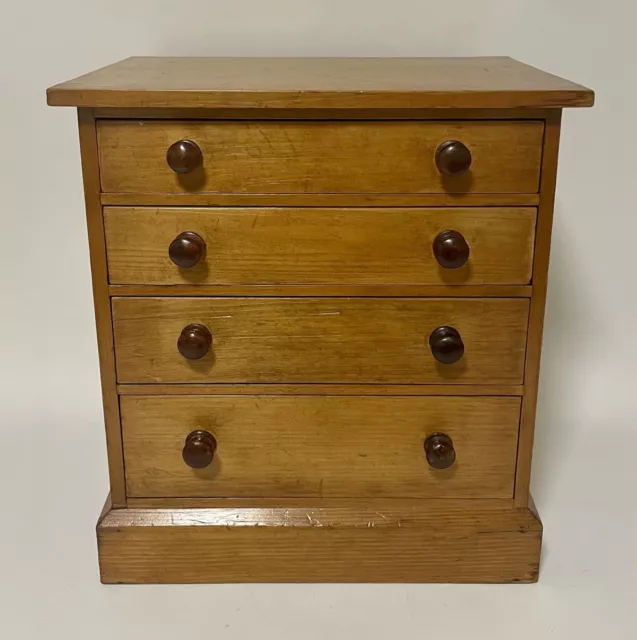 Antique Pine Miniature Apprentice Tabletop Chest of Drawers Collectors Cabinet