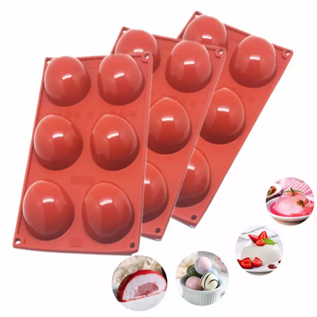 3-Pack Semi-Sphere Round Silicone Mold Chocolate Bomb Baking Candy Molds Cupcake