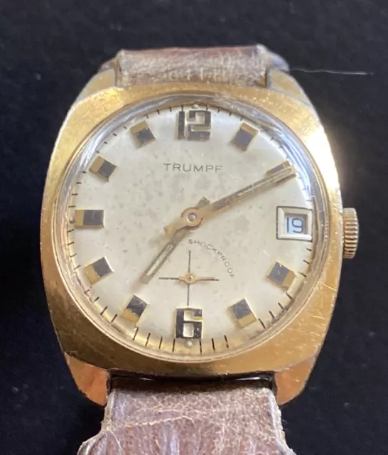 Antiguo Trumpf Reloj de Pulsera Cuerda Manual Con Fecha