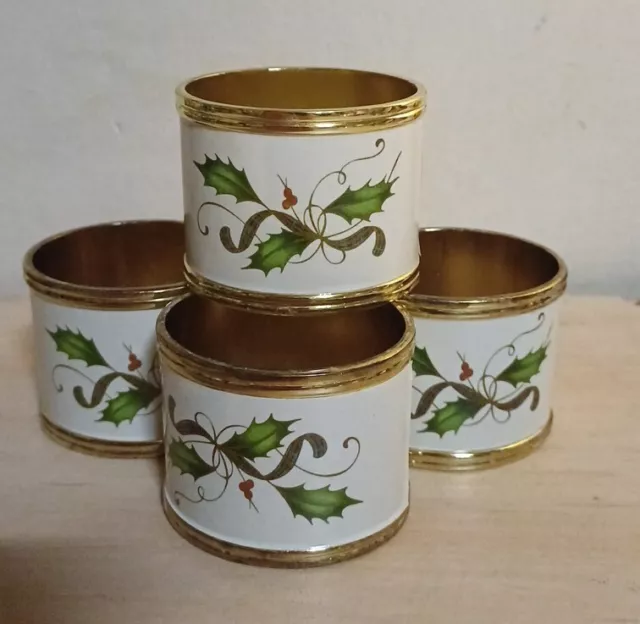 Lenox Holiday Nouveau Napkin Rings Set Of 4 Christmas