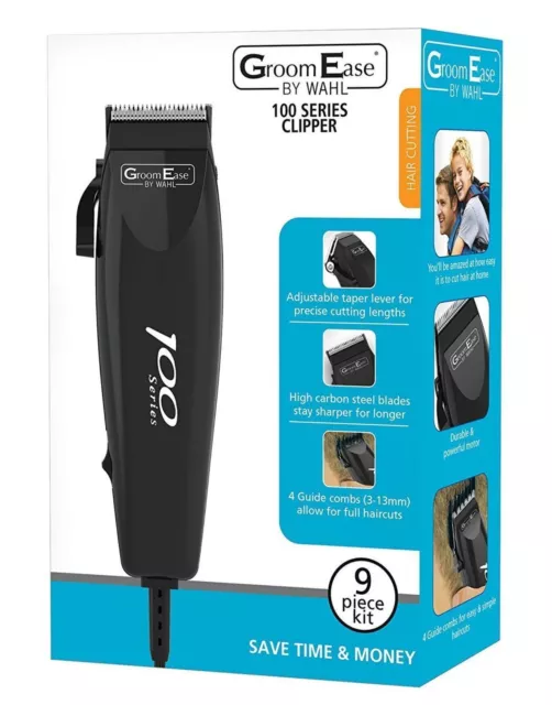 Wahl 100 Hair Trimmer Clipper Negro Hombre Home Groomease Alámbrica Afeitadora