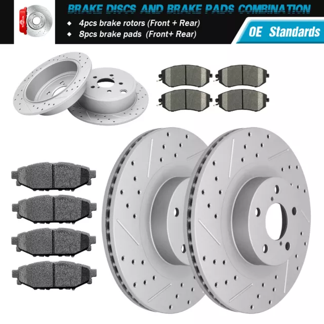 Front Rear Brake Rotors + Brake Pads for Subaru Forester Legacy Outback Impreza