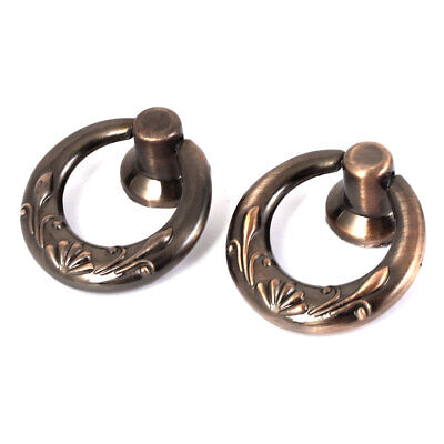 Furniture Wardrobe Cabinet Door Drawer Pull Ring Handle Knobs Copper Tone 2 Pcs