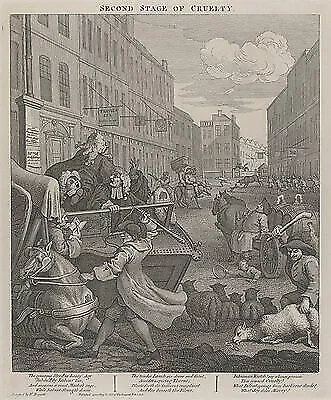 Second Stage of Cruelty: Coachman Beating a Fallen Horse Hogarth Hass B A3 03514