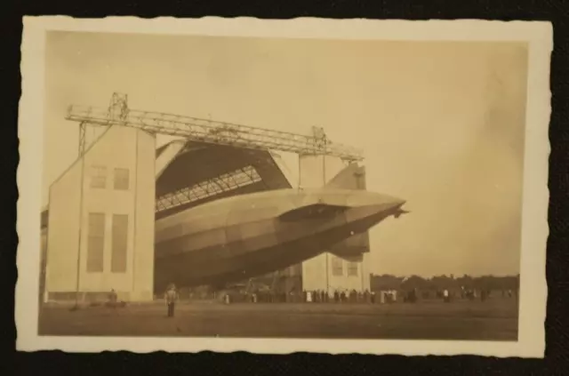 Unknown Blimp Inside Hanger? Vintage Postcard Zeppelin Blimp Airship RPPC