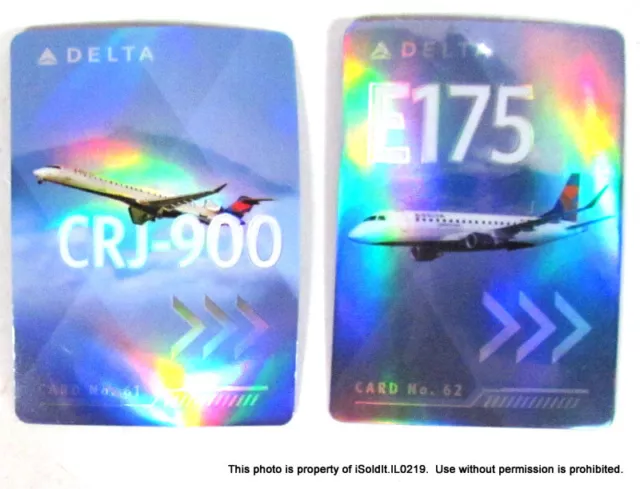 NEW LOT 2 DELTA AIR LINES PILOT TRADING CARDS #61 Bombardier CRJ-900 + #62 E175