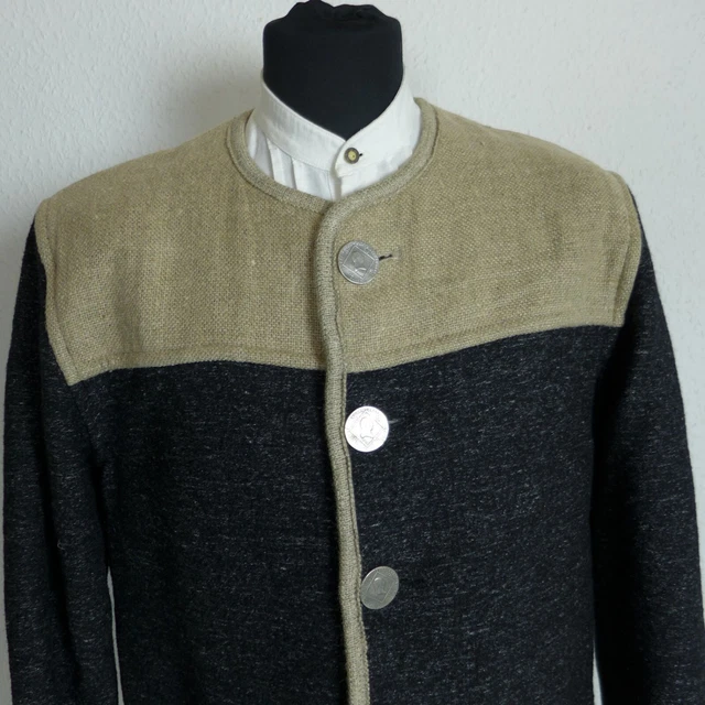 "STAPF" Herren Trachten Jacke Janker  Gr. 48 anthrazit beige 2