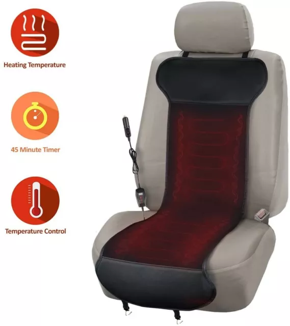 Car Heated Seat Cover with Temperature Control Classic Black 12V Heated cushion