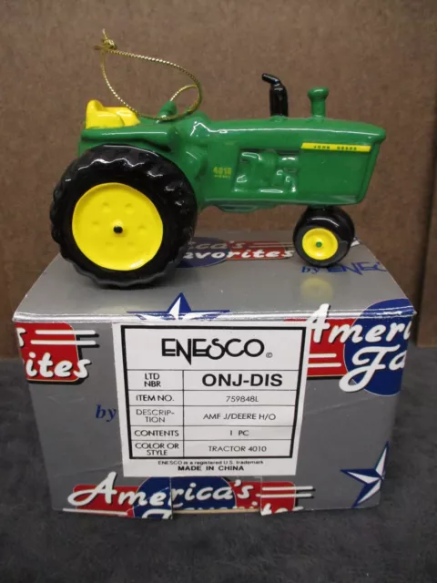 Enesco John Deere 4010 Tractor Christmas Tree Ornament WITH BOX Ceramic? 2000