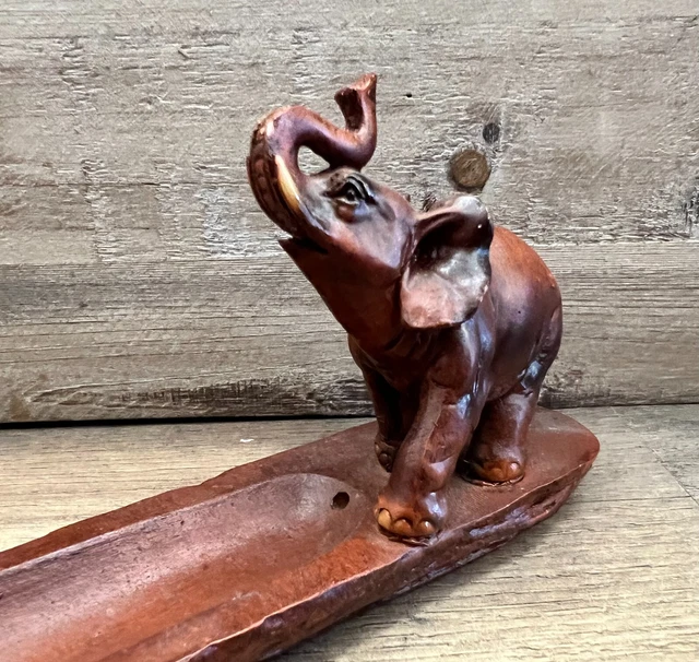 Elephant Brown Incense Burner 11" x 3"