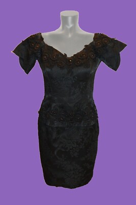 Scott McClintock Vintage 80s Black Short Formal Party Prom Dress Size 6