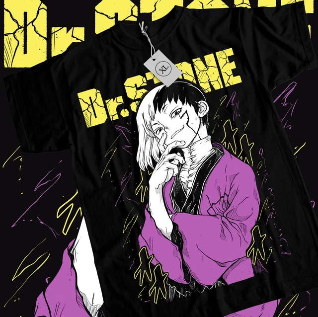 GEN ASAGIRI T-SHIRT Dr.Stone Ryusui Senku Asagiri Seiyuu Black Shirt