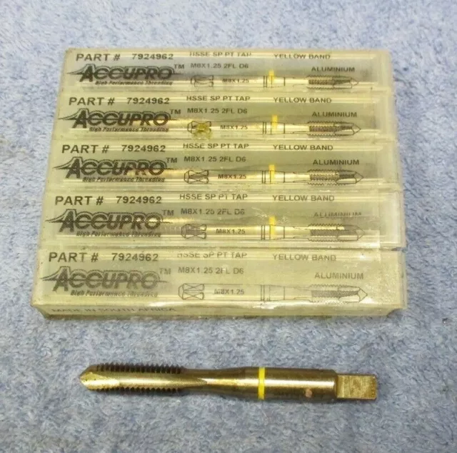 Accupro   #7924962    M8 X 1.25  2 Fl   D6    Tap             5  Pcs.