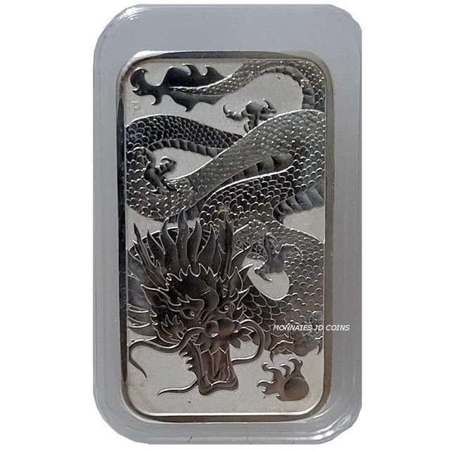 2022 AUSTRALIAN DRAGON Bar 1 oz .9999 silver Perth Mint $115.00