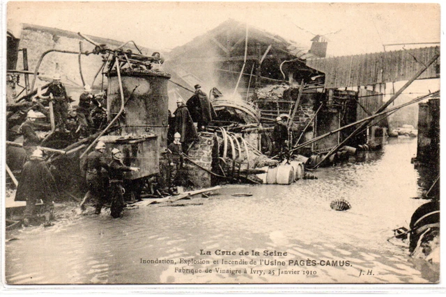 Cpa 93.Ivry. Pagés-Camus factory. Vinegar factory. Flood, Explosion & In
