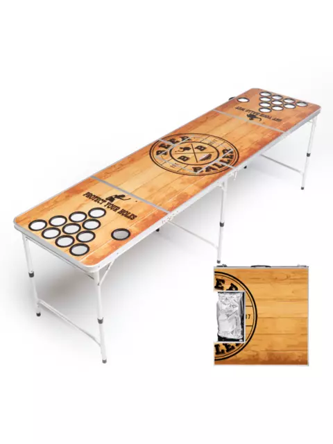 BeerBaller® Beer Pong Tisch Wood 'N' Ice - Original Bier Pong Tisch mit Kühlfach