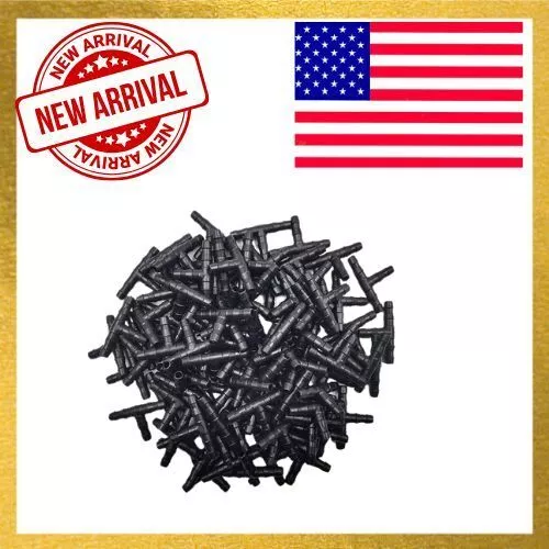 200 Pcs 1/4" Universal Barbed Tee Fittings Drip Irrigation Barbed Connectors