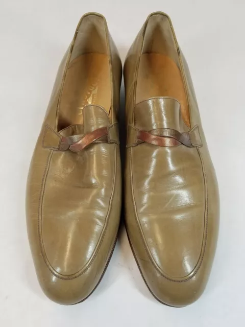 SALVATORE FERRAGAMO MEN'S Brown Round Toe Slip On Loafer Shoes Size 8.5 ...