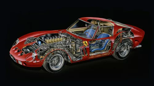 A3 Ferrari 250 GTO CutAway Rally Wall Poster Art Picture Print