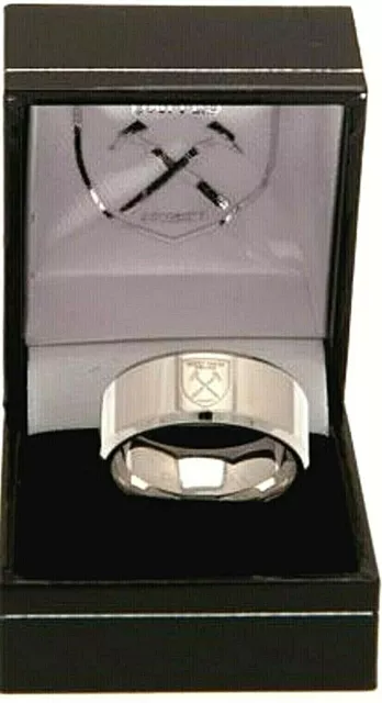 West Ham United Fc Stainless Steel Crest Band Ring Complete In Gift Box Whfc Utd