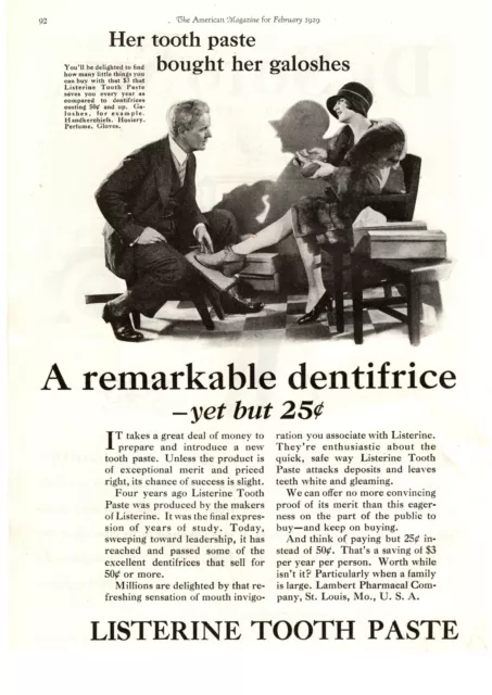 1929 Listerine Tooth Paste Lambert Pharmacal Co. St Louis Shoe Salesman Print Ad