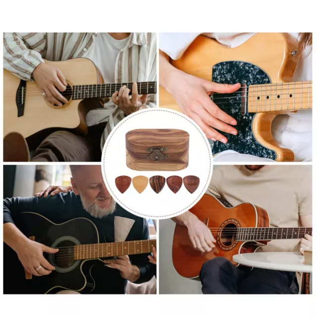 Pick-Box Gitarrenzubehör Aus Holz Bass-Plektrum Fall Für Gitarrenplektren
