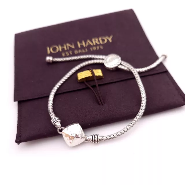 John Hardy Sterling Silver Hammered Palu Quadrangle Pull-Through Chain Bracelet