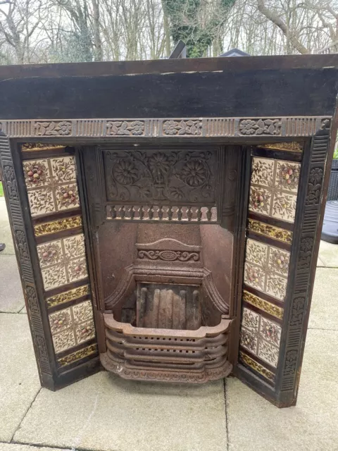 Victorian Cast Iron  Fireplace Tiled  / Fire Surround / Insert  /Rare Design