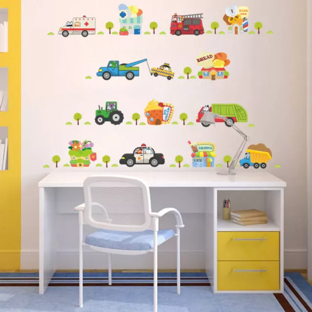 Childrens Transport Vehicles Cars Wall-Stickers Decals Nursery Boys Kids Bedroom