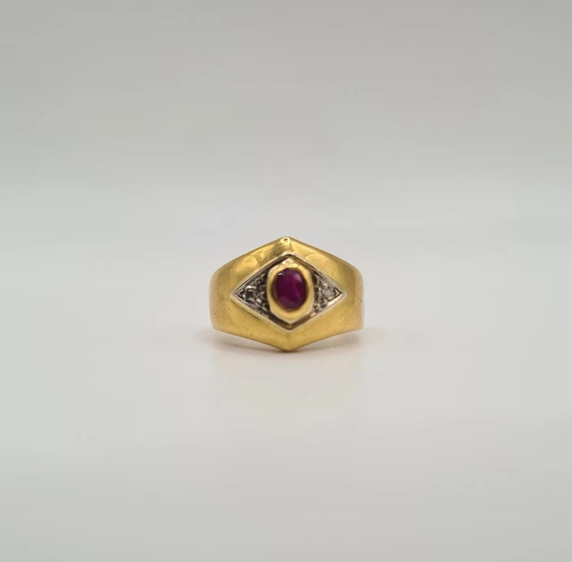 Bague Demi-alliance En Or Jaune 18 Carats – 4 Diamants & 5 Rubis – CitiOr – Taille 54 – Parfaite Pour Mariage Ou Cadeau