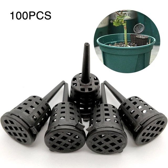50Pcs Plastique Fertilisant Maille Paniers avec Couvercle Jardin Maternelle Pots