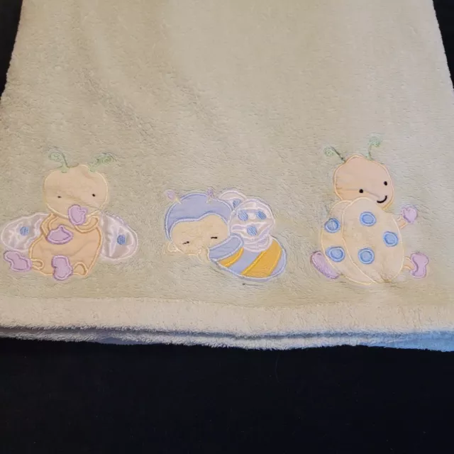 Kids Line Green Yellow Ladybug Bee Bug Plush Fleece Baby Blanket