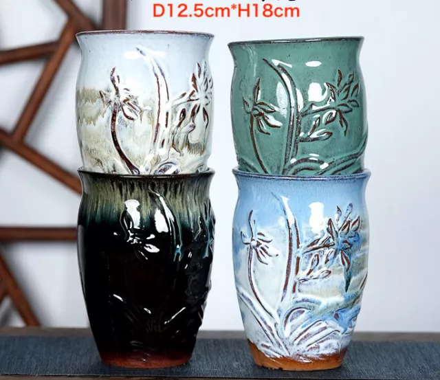 Hand Made Pottery Ceramic Pots D12.5Cm*H18Cm Flower Plant Succulent Pots 4-21