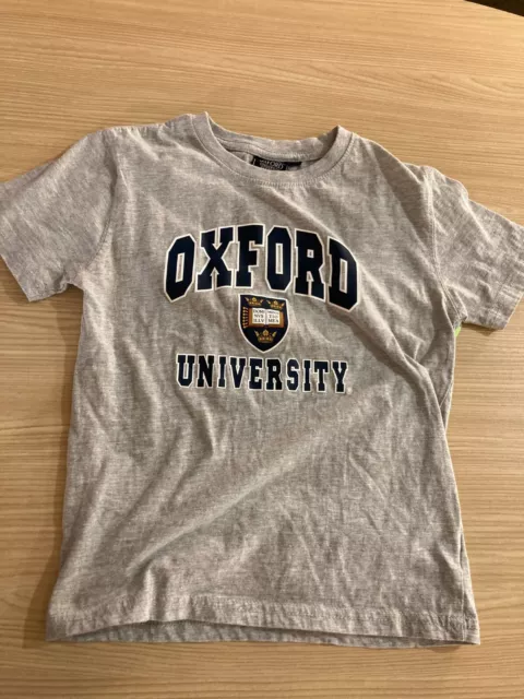 Oxford University T Shirt Kids 7/8 Light Gray Short Sleeve 100% Cotton VGUC