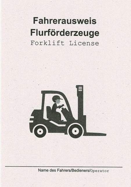 Fahrausweis für Gabelstapler