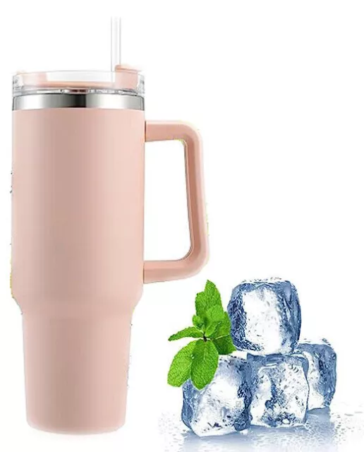 40 oz Water Tumbler Stanley Cup Stainless Steel Insulated Bottle Handle & Straw