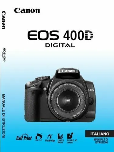 Per Canon Eos 400D Ristampa Manuale Istruzioni Italiano Stampato 20x30 cm /A4