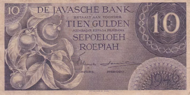 i-002146 Netherlands Indies 10 Gulden/Roepiah 1946 VF