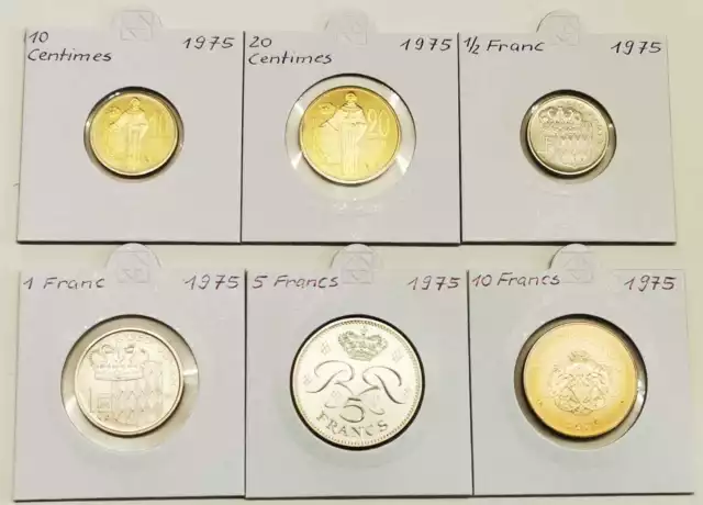 Monaco Pièce de Monnaie 1975 (Choisissez Entre : 10 Centimes - 10 Francs)