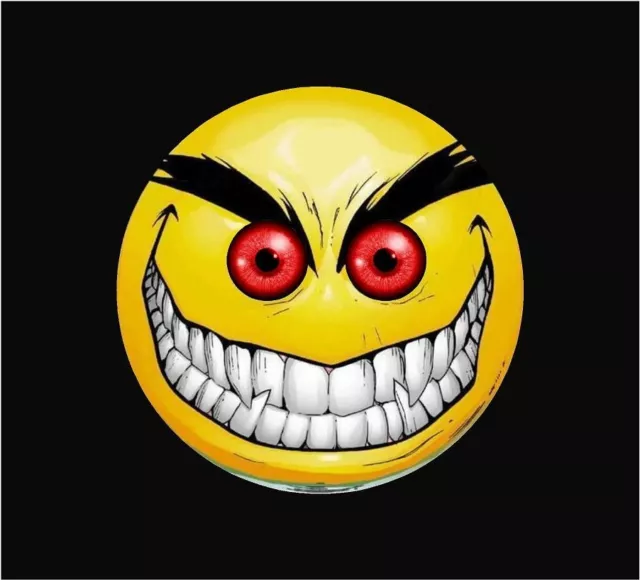 Evil Smiley Red Eyes Graphic Window Decal Sticker Decals Stickers 6" X 6"