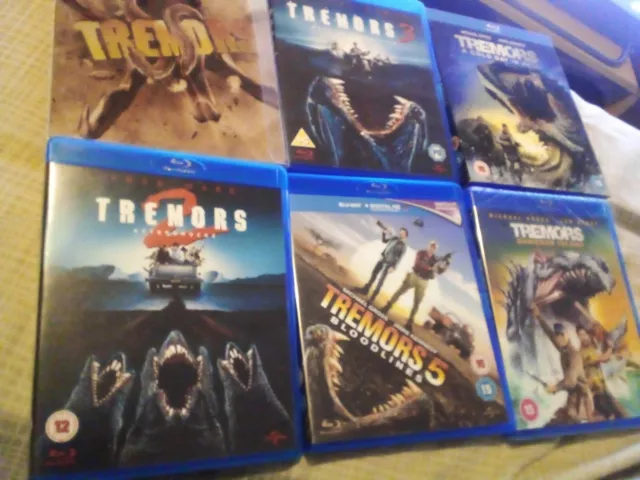 Tremors 1,2,3,5, Cold Day in Hell & Shrieker Island. Blu Ray Steelbook. Region B