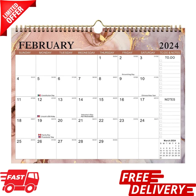 WALL CALENDAR FROM January 2024 June 2025 TearOff Monthly Desk