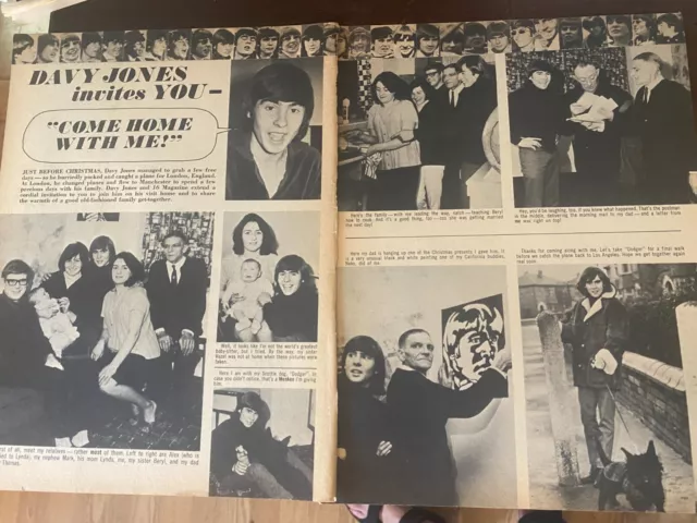 Davy Jones, The Monkees, Two Page Vintage Clipping