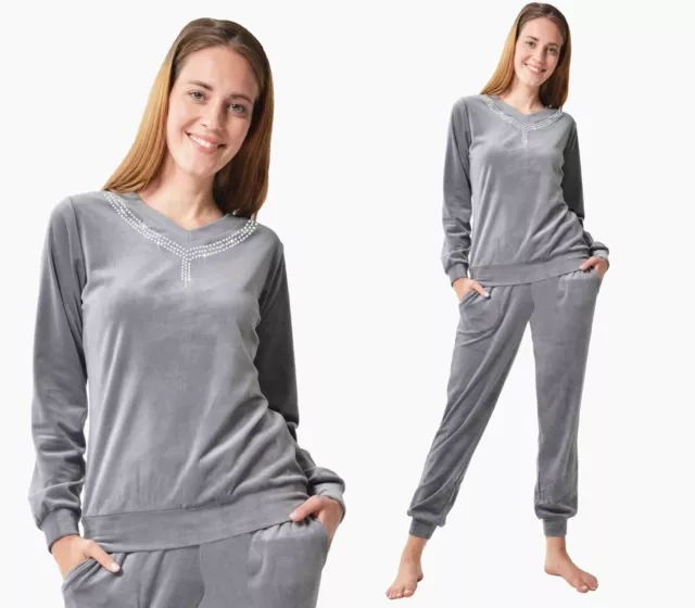 Ensemble pyjama femme velours Nicki, maison loisirs manches longues, pyjama.