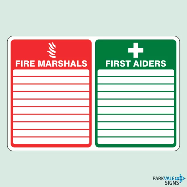 FIRE MARSHALS / First Aiders Signs - Free Postage £2.95 - PicClick UK