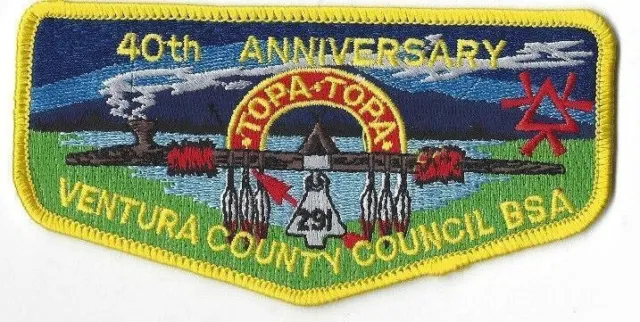 OA Lodge 291 Topa Topa Flap 40th Anniv. YEL Bdr. Ventura County Council